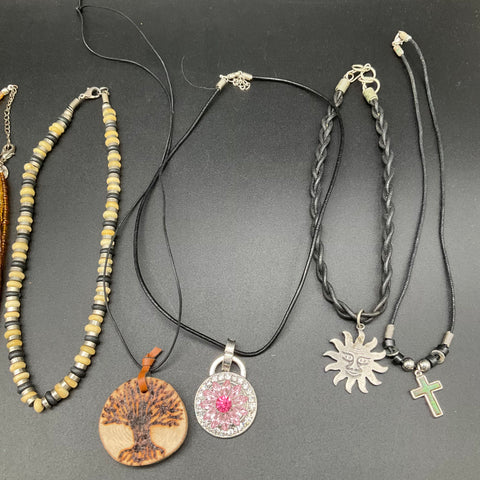 Boho Beaded and Cord Pendant Fashion Jewelry Lot of 11 Eclectic Necklaces