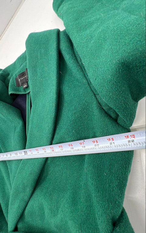 Ann Taylor Women's Green Shawl Collar Belted Wrap Coat Sz S