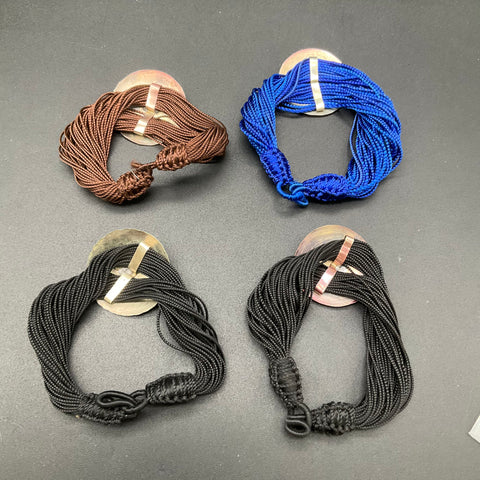 Boho Multi-Strand Textile Fiber Bracelets Silver Tone Stamped Medallions Lot 4