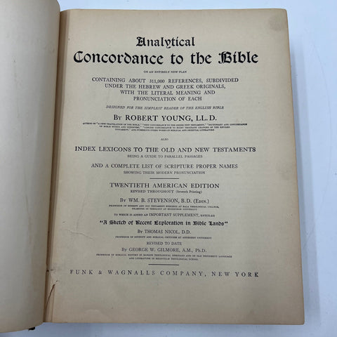 Young's Analytical Concordance to the Bible Funk & Wagnalls Vintage Hardcover