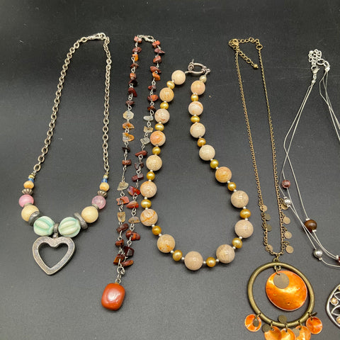 Vintage & Modern Boho Beaded Statement Necklace Jewelry Lot of 10 Pieces