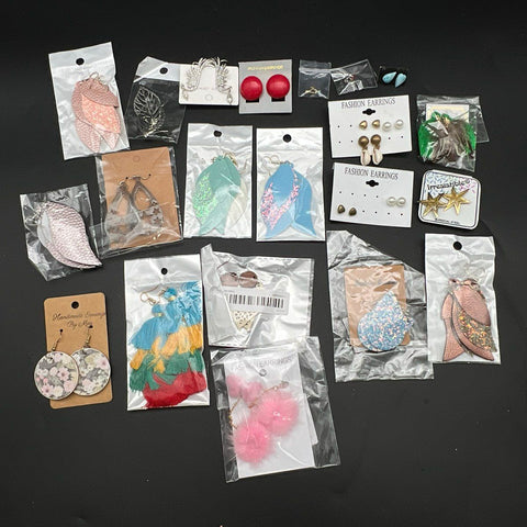 Mixed Costume Fashion Earring Lot Faux Leather Tassels Studs 20+ Pairs