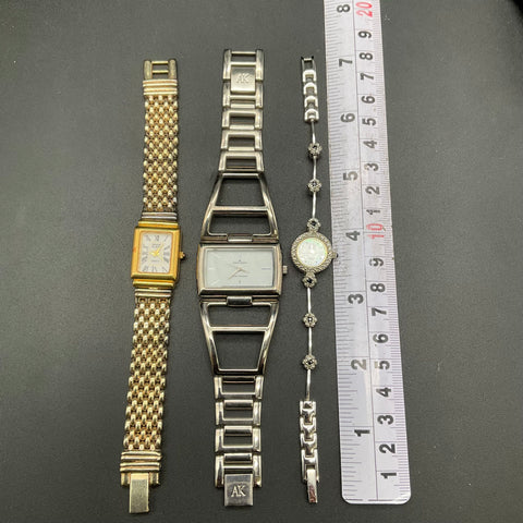 Vintage Anne Klein Watch Lot of 3 Swivel Band Rhinestone Accents As Is