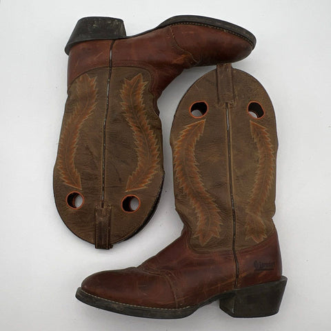 Laredo Men's Two-Tone Brown Leather Western Cowboy Boots Size 9.5 D