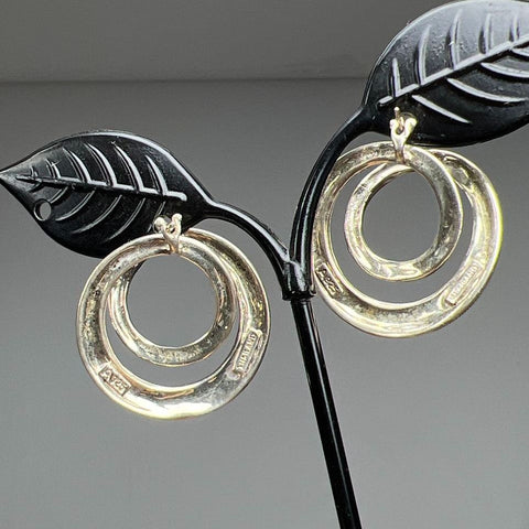 Sterling Silver Round Marcasite Dangle Earrings 8.99g