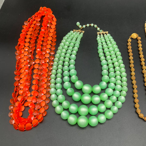 Vintage Trifari Costume Jewelry Lot of 7 Multi-Strand Beaded Necklaces