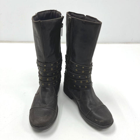 Harley-Davidson Robbie Brown Leather Studded Moto Biker Boots Womens Sz 5.5