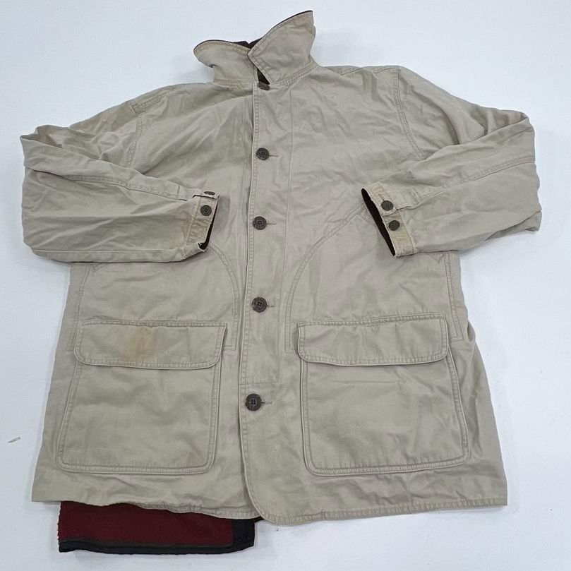Vintage 90s Woolrich Stone Fleece Lined Field Jacket Chore Coat Men's L