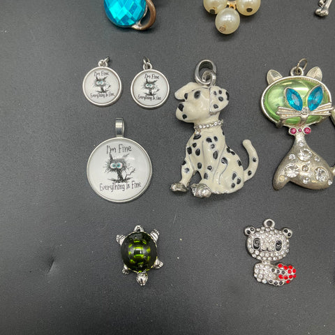 Animal Theme Fashion Jewelry Lot of 12 Pendants Owls Cat Dog Panda Turtle