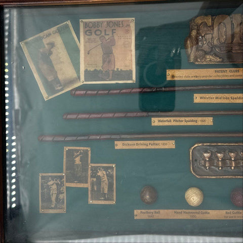 Three Hands Corp History of Golf Shadowbox Display Miniature Replicas 20x10"