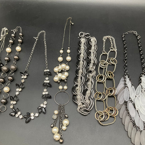 Mixed Costume Jewelry Lot of 10 Necklaces Statement Faux Pearl Beaded 1.3 lbs