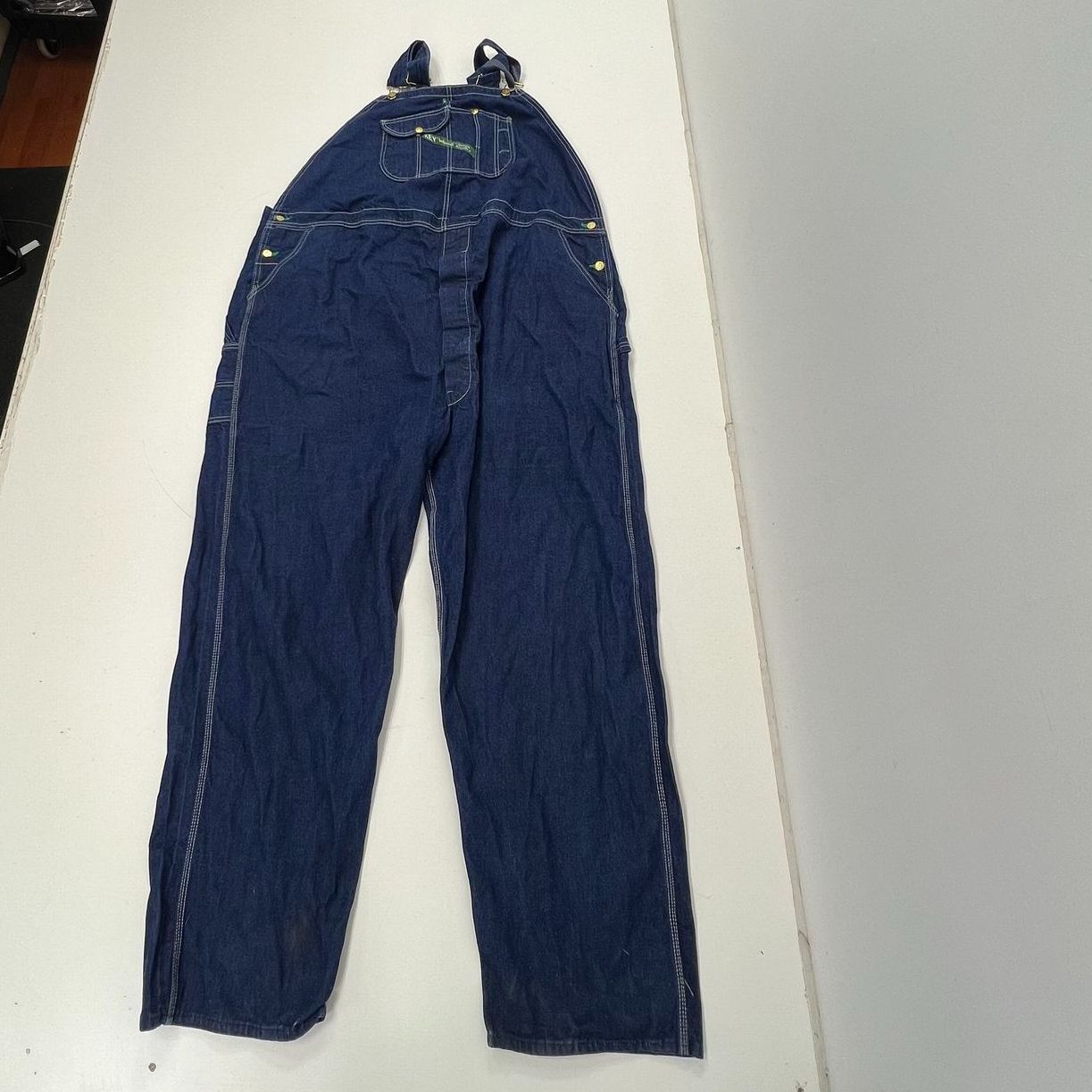 Vintage 90s Key Imperial Blue Denim Workwear Bib Overalls Made in USA Men's