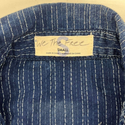 We The Free Marci Hickory Stripe Denim Button Front Jumpsuit Women's S