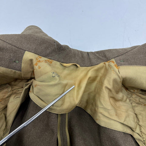 Vintage 1940s US Army Wool 4-Pocket Service Coat Tunic Brass Buttons Sz 38R