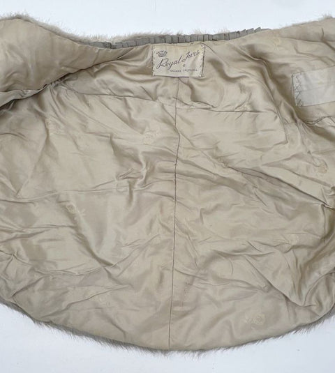 Vintage Royal Furs Women's Real Fur Shawl Stole Gray Taupe Handstitched Salinas