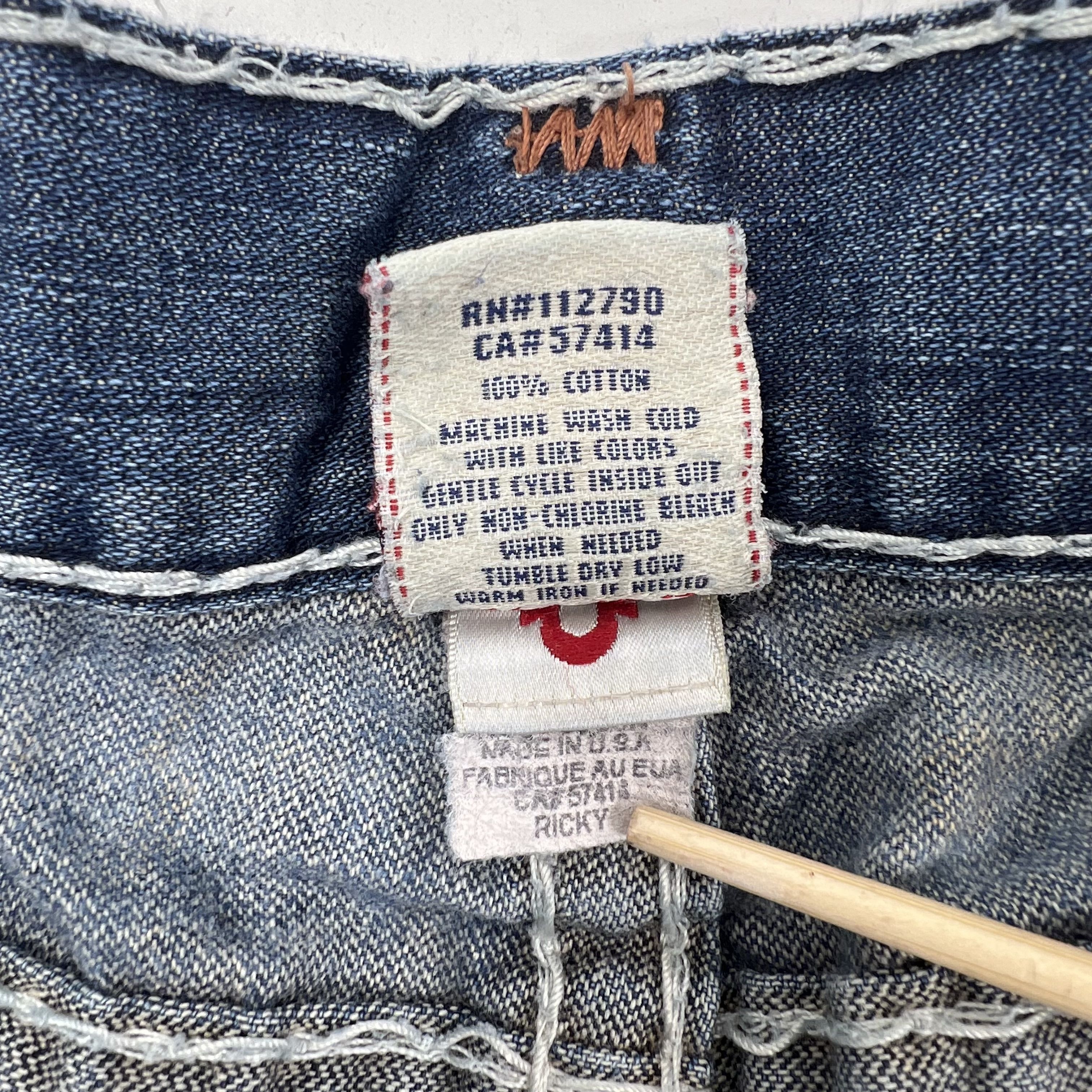 Y2K Vintage True Religion Ricky Super T Jeans Made in USA Distressed Size 36