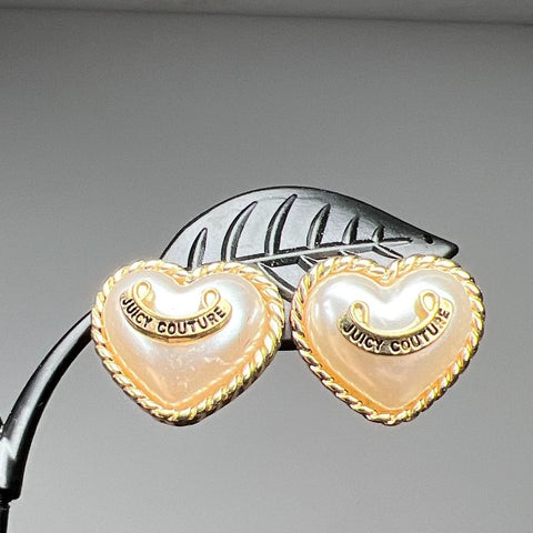 Juicy Couture Faux Pearl Heart Earrings