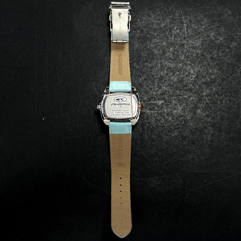 Chronotech 2188L Stainless Steel Watch Light Blue Sunray Dial Leather Strap Box