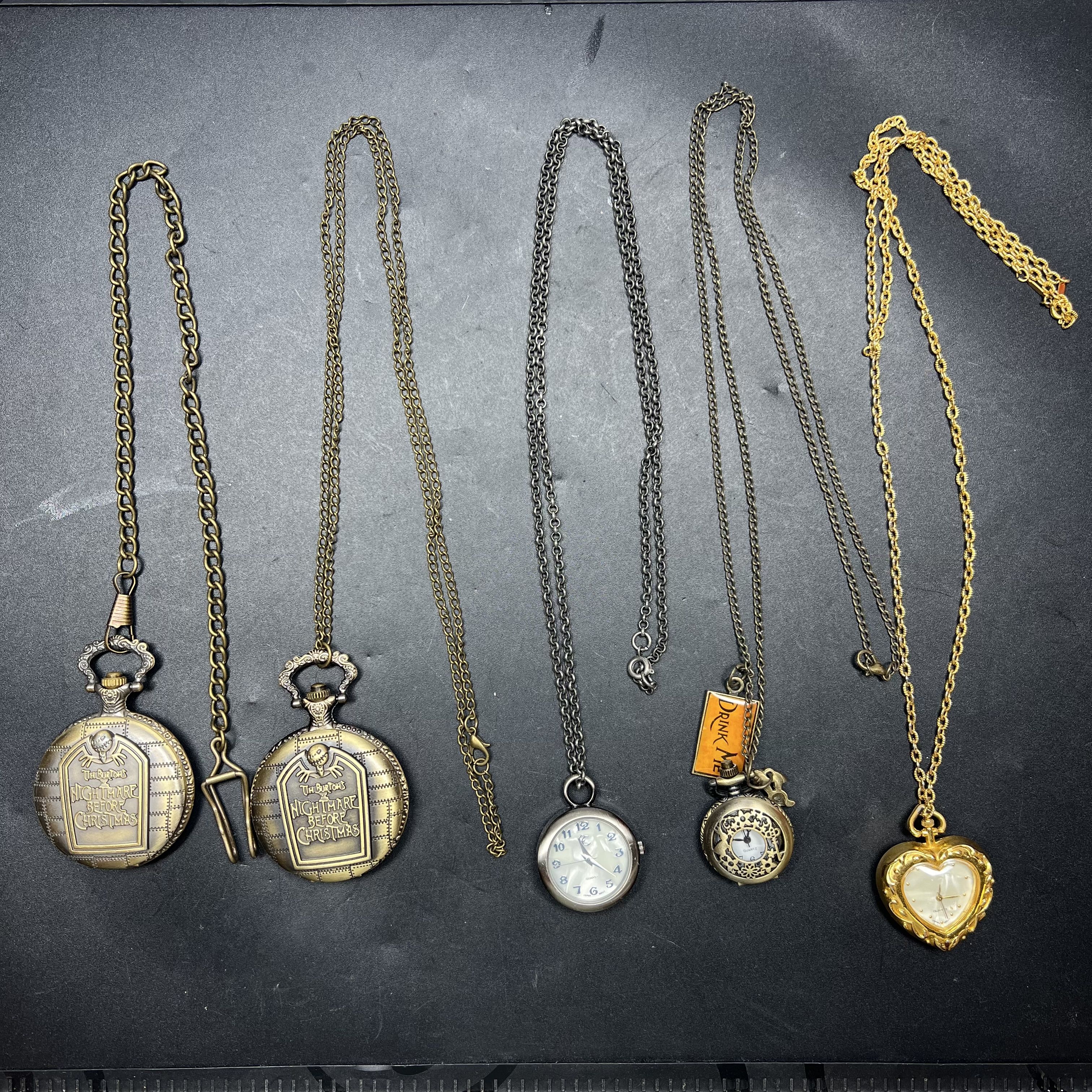 Lot of 5 Pocket Necklace Watches UNTESTED AS-IS