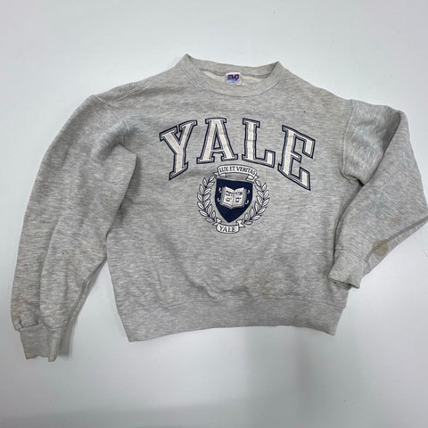 Vintage 90s MVP Yale University Crewneck Sweatshirt Gray Made in USA Size S