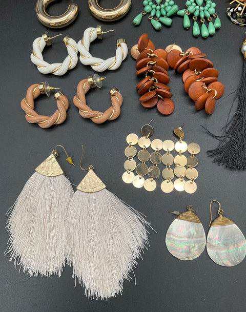 Boho Modern Fashion Jewelry Lot 27 Pairs Earrings Tassel Hoop Dangle