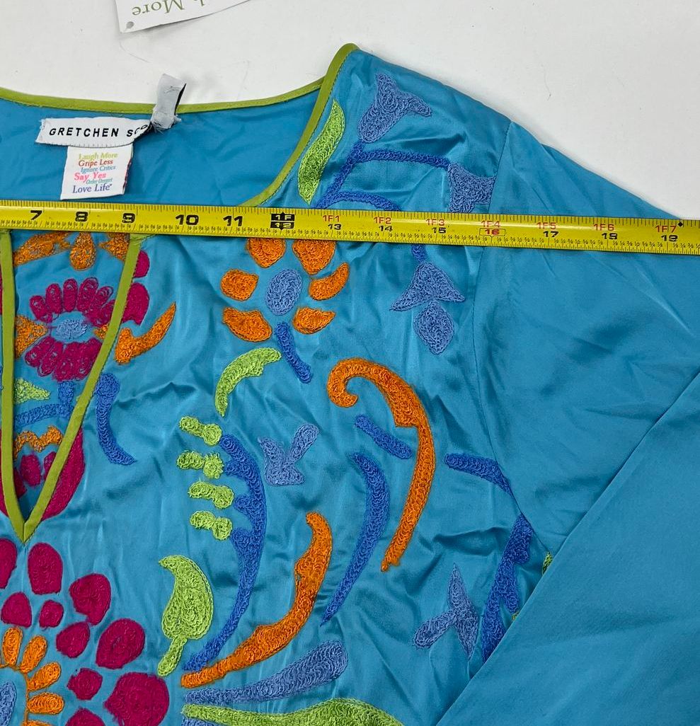 NWT Women's Gretchen Scott Blue Embroidered Polyester Side Zip Dress Size Small