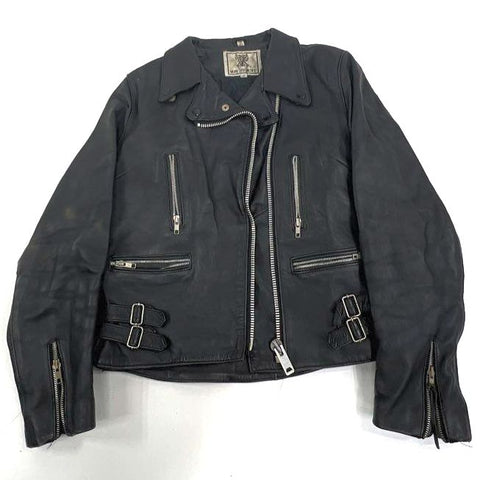 Vintage 90s Drag Specialties Women's Black Leather Motorcycle Biker Jacket Sz 12