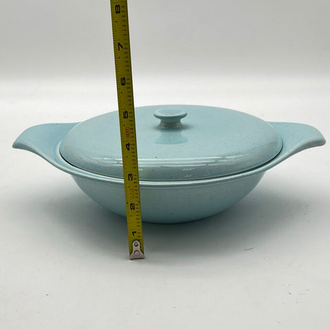 Russel Wright Steubenville American Modern Casserole Dish Lid Seafoam Blue 9"