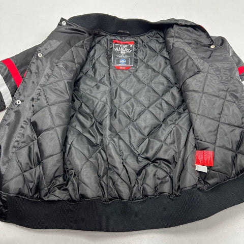 Franchise Club Men's Georgia Bulldogs Black Satin Varsity Jacket Quilted Sz M