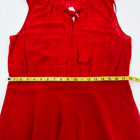 Ann Taylor Women's Red Tie Neck Sleeveless Fit and Flare Dress Sz 14 NWT