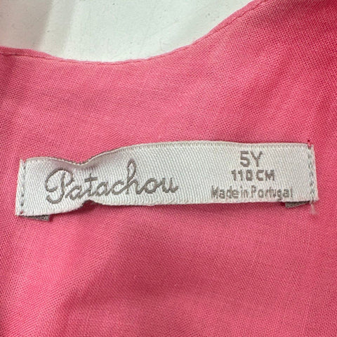 Patachu Girls Pink Textured Cotton Puff Sleeve Tiered Dress Size 5Y