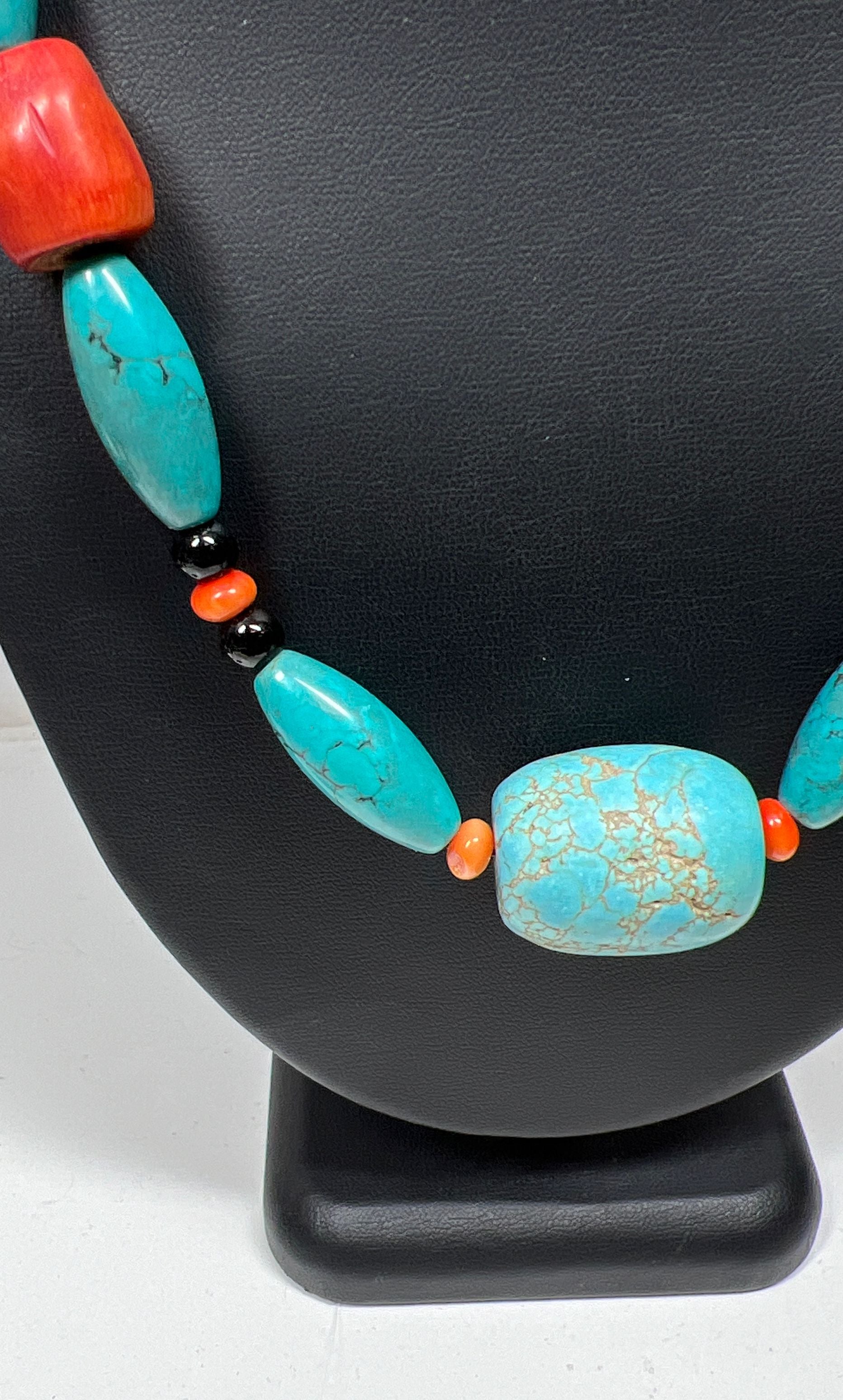 Turquoise & Coral Large Beaded Necklace