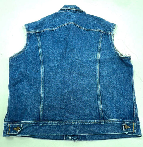 Vintage 70s Lee Riders Cut Off Denim Trucker Vest Sz 44 Made in USA