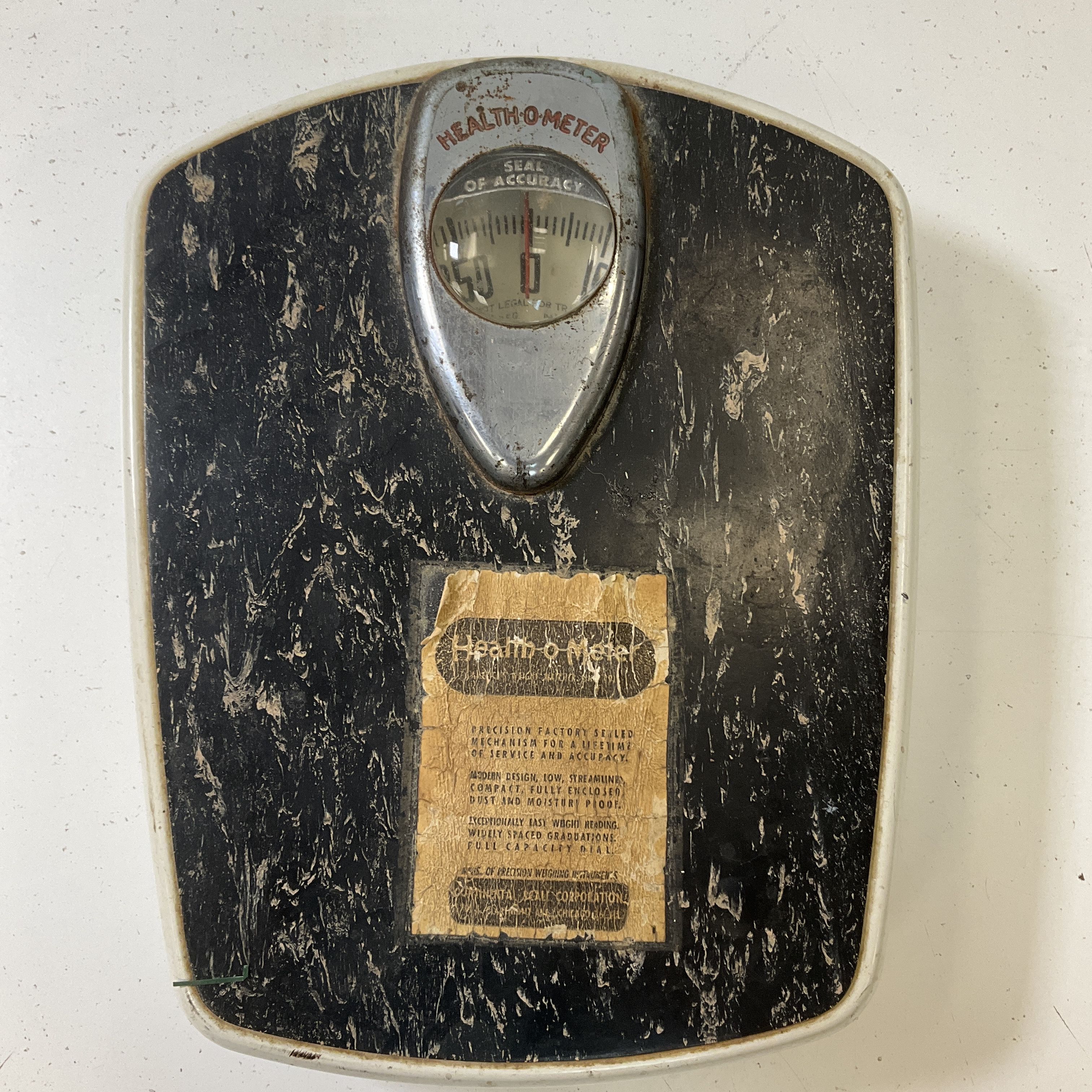 Vintage Continental Scale Company Health O Meter Bathroom Scale MCM B/W Works