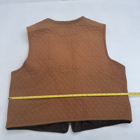 Smith & Wesson Men's Brown Leather Quilted Canvas Shooting Hunting Vest Sz XL