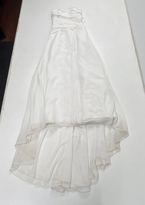 Maggie Sottero Women's Wedding Dress Gown White Ruched Beaded Corset Back Sz 8