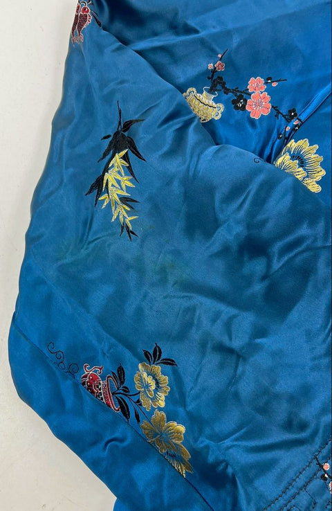 Vintage 50s Japan Reversible Embroidered Satin Quilted Bed Jacket
