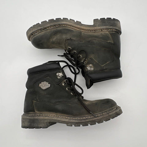 Harley Davidson D91005 Black Leather Ankle Motorcycle Boots Men's Size 7.5