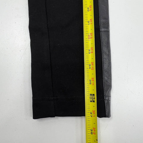 Cache NWT Black Faux Leather Stripe Tuxedo Skinny Leggings Womens Size 10