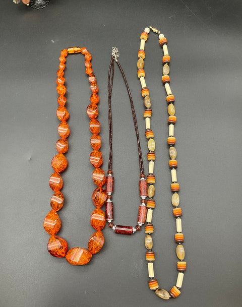 Laura Ashley Costume Jewelry Lot of 12 Earth Tone Chunky Bohemian Necklaces