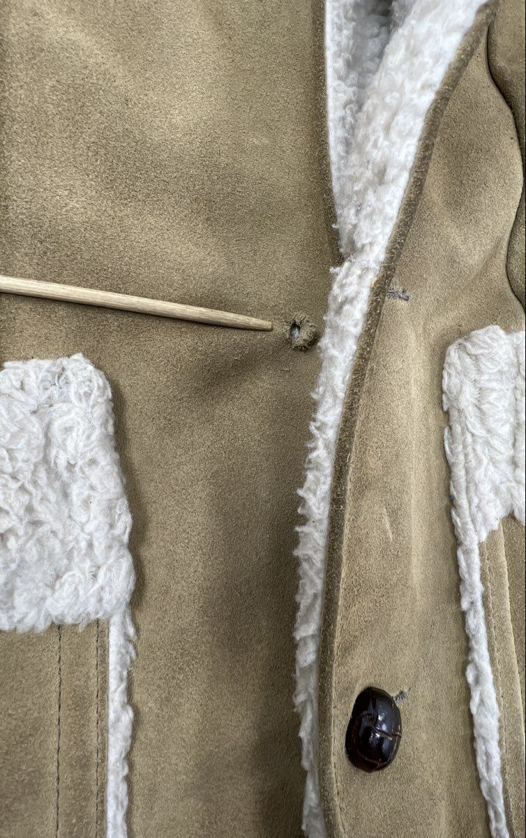 Vintage 70s Sears Western Wear Sherpa Lined Faux Suede Jacket Tan