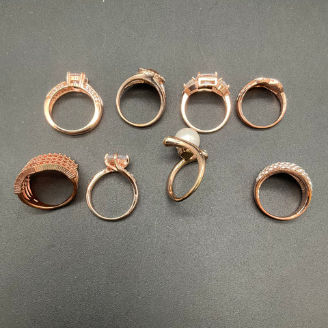 Rose Gold Tone Fashion Jewelry Lot 15pc Rings Necklaces Bracelets Earrings