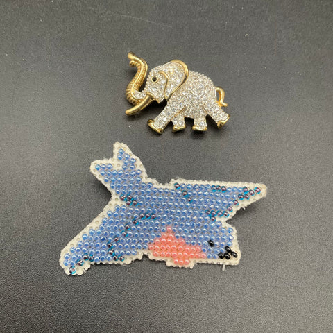 Animal Brooch Jewelry Lot of 9 Vintage and Modern T-Rex Eagle Leopard Elephant