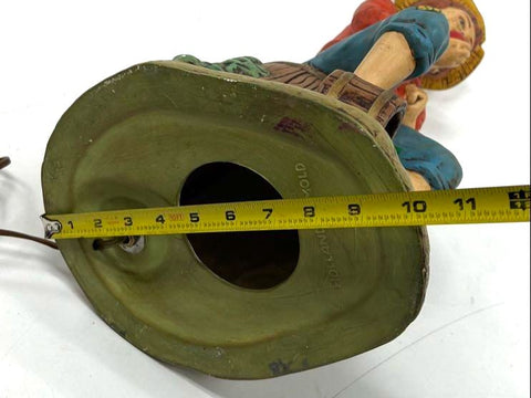 Vintage Holland Mold Ceramic Table Lamp Figural Boy on Barrel Country Style