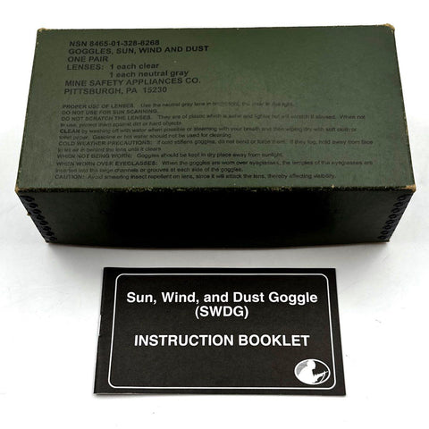 Vintage 90s MSA US Military Sun Wind and Dust Goggles SWDG 2 Lens Set NOS