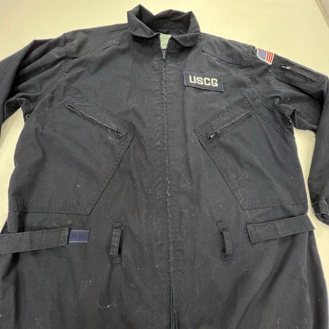 USCG Coast Guard Men's Coveralls Jumpsuit Dark Blue Uniform Patches Size XLT
