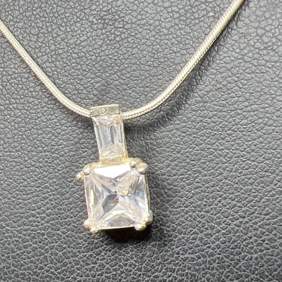 Sterling Silver Rhinestone Pendant Necklace