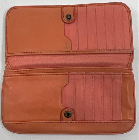 Fossil Leather Zip Around Wallets Black Tan Orange Lot of 3