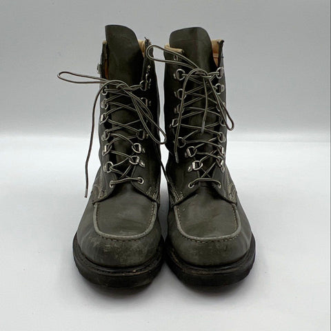 Vintage Sears Olive Green Leather Moc Toe Lace Up Work Boots Size 9D