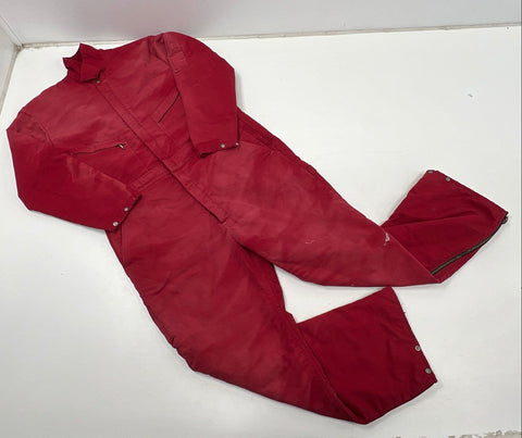 Vintage 80s Berco Quilt Lined Insulated Work Coveralls Red Sz L Regular